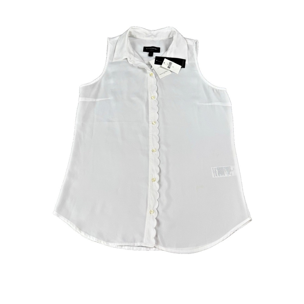 Banana Republic Factory Drapey Classic Scallop Embellished Top Women's Size S